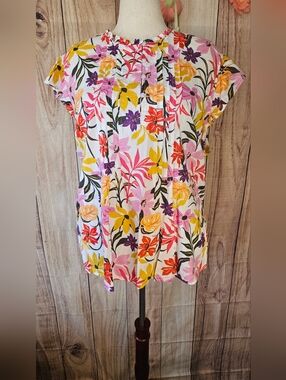 NWT St. John's Bay Ruffle Pintuck Top Plus Size  2X
